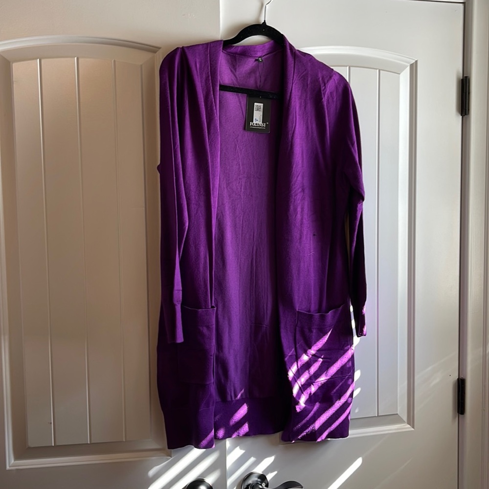 Purple knit cardigan